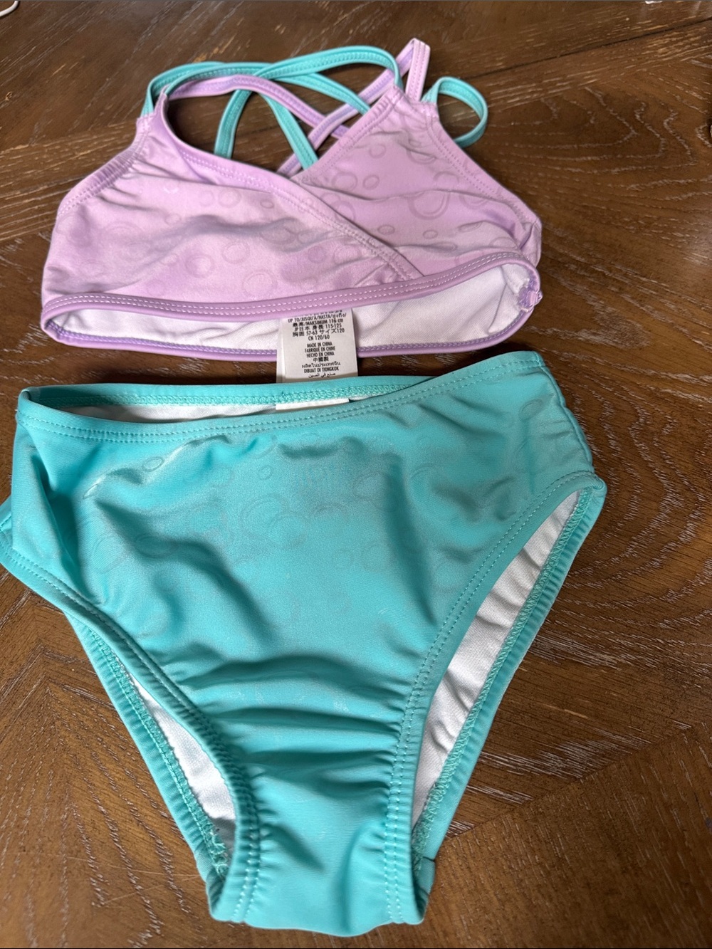 Disney Ariel 2-Piece Swim Set - Pink Top & Teal Bottom. NWOT. Size 5/6